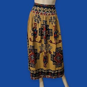 WD.NY Southwestern Aztec High Waist Cowgirl Midi Skirt
